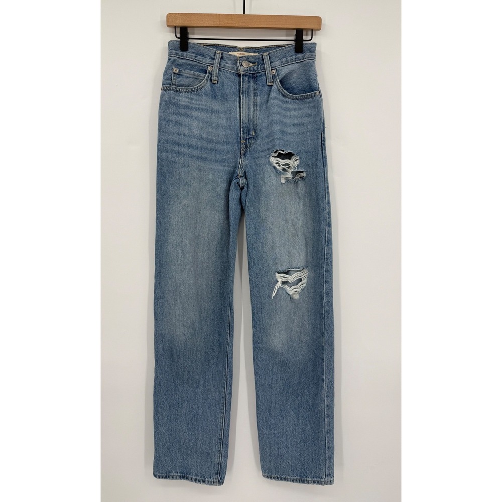 Levi's '94 Baggy Jeans Womens 24 Blue Distressed‎ High Rise Straight Leg Denim
